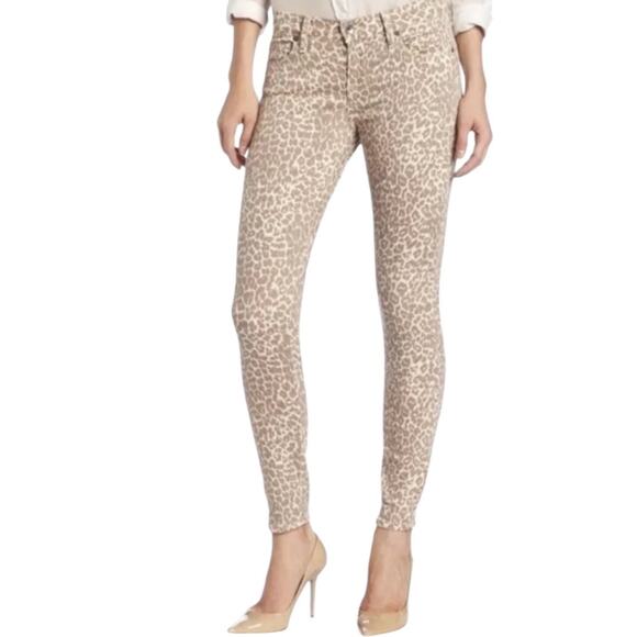 Lucky Brand Sofia Skinny Jeans, Leopard Print, Beige, Size 27 - Picture 1 of 6